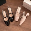 image:imageHee grand Womens Mary Jane Chunky Low Heels Closed Square Toe Ankle Strap Pumps Slingback SandalsNude Apricot