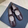 image:imageHee grand Womens Mary Jane Shoes Bowknot Square Toe Dress Shoes Comfortable Strap Ballet FlatsDark Brown