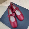 image:imageHee grand Womens Mary Jane Shoes Bowknot Square Toe Dress Shoes Comfortable Strap Ballet FlatsDark Red