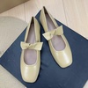 image:imageHee grand Womens Mary Jane Shoes Bowknot Square Toe Dress Shoes Comfortable Strap Ballet FlatsYellow Apricot