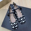 image:imageHee grand Womens Mary Jane Shoes Comfortable Square Toe Ankle Strap Ballet Flats Polka Dot Satin Dress ShoesBlack