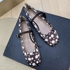 image:imageHee grand Womens Mary Jane Shoes Comfortable Square Toe Ankle Strap Ballet Flats Polka Dot Satin Dress ShoesChocolate