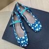 image:imageHee grand Womens Mary Jane Shoes Comfortable Square Toe Ankle Strap Ballet Flats Polka Dot Satin Dress ShoesLake Blue