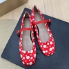 image:imageHee grand Womens Mary Jane Shoes Comfortable Square Toe Ankle Strap Ballet Flats Polka Dot Satin Dress ShoesRed