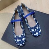 image:imageHee grand Womens Mary Jane Shoes Comfortable Square Toe Ankle Strap Ballet Flats Polka Dot Satin Dress ShoesSapphire Blue