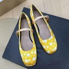 image:imageHee grand Womens Mary Jane Shoes Comfortable Square Toe Ankle Strap Ballet Flats Polka Dot Satin Dress ShoesYellow