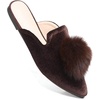 image:imageHee grand Womens Mules Bowknot Suede Comfortable Slip On Flats Closed Pointed Toe Backless Loafers Mules for Women003brownvelvet