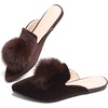image:imageHee grand Womens Mules Bowknot Suede Comfortable Slip On Flats Closed Pointed Toe Backless Loafers Mules for Women003brownvelvet