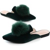 image:imageHee grand Womens Mules Bowknot Suede Comfortable Slip On Flats Closed Pointed Toe Backless Loafers Mules for Women003greenvelvet