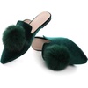 image:imageHee grand Womens Mules Bowknot Suede Comfortable Slip On Flats Closed Pointed Toe Backless Loafers Mules for Women003greenvelvet
