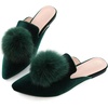 image:imageHee grand Womens Mules Bowknot Suede Comfortable Slip On Flats Closed Pointed Toe Backless Loafers Mules for Women003greenvelvet