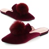image:imageHee grand Womens Mules Bowknot Suede Comfortable Slip On Flats Closed Pointed Toe Backless Loafers Mules for Women003redvelvet