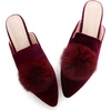 image:imageHee grand Womens Mules Bowknot Suede Comfortable Slip On Flats Closed Pointed Toe Backless Loafers Mules for Women003redvelvet