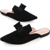 image:imageHee grand Womens Mules Bowknot Suede Comfortable Slip On Flats Closed Pointed Toe Backless Loafers Mules for Women004black
