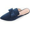 image:imageHee grand Womens Mules Bowknot Suede Comfortable Slip On Flats Closed Pointed Toe Backless Loafers Mules for Women004blue