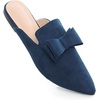 image:imageHee grand Womens Mules Bowknot Suede Comfortable Slip On Flats Closed Pointed Toe Backless Loafers Mules for Women004blue