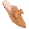 image:imageHee grand Womens Mules Bowknot Suede Comfortable Slip On Flats Closed Pointed Toe Backless Loafers Mules for Women004camel