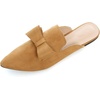 image:imageHee grand Womens Mules Bowknot Suede Comfortable Slip On Flats Closed Pointed Toe Backless Loafers Mules for Women004camel
