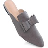 image:imageHee grand Womens Mules Bowknot Suede Comfortable Slip On Flats Closed Pointed Toe Backless Loafers Mules for Women004grey