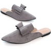 image:imageHee grand Womens Mules Bowknot Suede Comfortable Slip On Flats Closed Pointed Toe Backless Loafers Mules for Women004grey