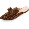 image:imageHee grand Womens Mules Bowknot Suede Comfortable Slip On Flats Closed Pointed Toe Backless Loafers Mules for Women004leopard Brown