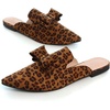image:imageHee grand Womens Mules Bowknot Suede Comfortable Slip On Flats Closed Pointed Toe Backless Loafers Mules for Women004leopard Brown