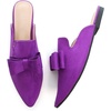 image:imageHee grand Womens Mules Bowknot Suede Comfortable Slip On Flats Closed Pointed Toe Backless Loafers Mules for Women004purple