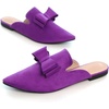 image:imageHee grand Womens Mules Bowknot Suede Comfortable Slip On Flats Closed Pointed Toe Backless Loafers Mules for Women004purple
