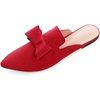 image:imageHee grand Womens Mules Bowknot Suede Comfortable Slip On Flats Closed Pointed Toe Backless Loafers Mules for Women004red
