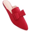 image:imageHee grand Womens Mules Bowknot Suede Comfortable Slip On Flats Closed Pointed Toe Backless Loafers Mules for Women004red