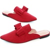 image:imageHee grand Womens Mules Bowknot Suede Comfortable Slip On Flats Closed Pointed Toe Backless Loafers Mules for Women004red