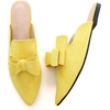 image:imageHee grand Womens Mules Bowknot Suede Comfortable Slip On Flats Closed Pointed Toe Backless Loafers Mules for Women004yellow