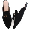 image:imageHee grand Womens Mules Bowknot Suede Comfortable Slip On Flats Closed Pointed Toe Backless Loafers Mules for Women005black