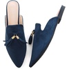 image:imageHee grand Womens Mules Bowknot Suede Comfortable Slip On Flats Closed Pointed Toe Backless Loafers Mules for Women005blue