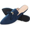image:imageHee grand Womens Mules Bowknot Suede Comfortable Slip On Flats Closed Pointed Toe Backless Loafers Mules for Women005blue