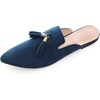 image:imageHee grand Womens Mules Bowknot Suede Comfortable Slip On Flats Closed Pointed Toe Backless Loafers Mules for Women005blue