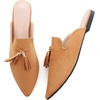 image:imageHee grand Womens Mules Bowknot Suede Comfortable Slip On Flats Closed Pointed Toe Backless Loafers Mules for Women005camel