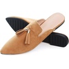 image:imageHee grand Womens Mules Bowknot Suede Comfortable Slip On Flats Closed Pointed Toe Backless Loafers Mules for Women005camel