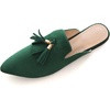 image:imageHee grand Womens Mules Bowknot Suede Comfortable Slip On Flats Closed Pointed Toe Backless Loafers Mules for Women005green