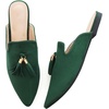 image:imageHee grand Womens Mules Bowknot Suede Comfortable Slip On Flats Closed Pointed Toe Backless Loafers Mules for Women005green