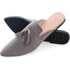 image:imageHee grand Womens Mules Bowknot Suede Comfortable Slip On Flats Closed Pointed Toe Backless Loafers Mules for Women005grey