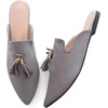 image:imageHee grand Womens Mules Bowknot Suede Comfortable Slip On Flats Closed Pointed Toe Backless Loafers Mules for Women005grey
