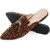 image:imageHee grand Womens Mules Bowknot Suede Comfortable Slip On Flats Closed Pointed Toe Backless Loafers Mules for Women005leopard Brown