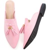 image:imageHee grand Womens Mules Bowknot Suede Comfortable Slip On Flats Closed Pointed Toe Backless Loafers Mules for Women005pink