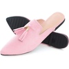image:imageHee grand Womens Mules Bowknot Suede Comfortable Slip On Flats Closed Pointed Toe Backless Loafers Mules for Women005pink