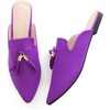 image:imageHee grand Womens Mules Bowknot Suede Comfortable Slip On Flats Closed Pointed Toe Backless Loafers Mules for Women005purple