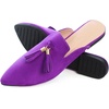 image:imageHee grand Womens Mules Bowknot Suede Comfortable Slip On Flats Closed Pointed Toe Backless Loafers Mules for Women005purple