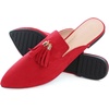 image:imageHee grand Womens Mules Bowknot Suede Comfortable Slip On Flats Closed Pointed Toe Backless Loafers Mules for Women005red