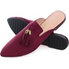 image:imageHee grand Womens Mules Bowknot Suede Comfortable Slip On Flats Closed Pointed Toe Backless Loafers Mules for Women005wine Red