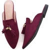 image:imageHee grand Womens Mules Bowknot Suede Comfortable Slip On Flats Closed Pointed Toe Backless Loafers Mules for Women005wine Red